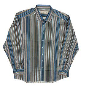ETRO Dress Shirt Multicolor Stripe Made in Italy Cotton Long Sleeve 46 18 XXL